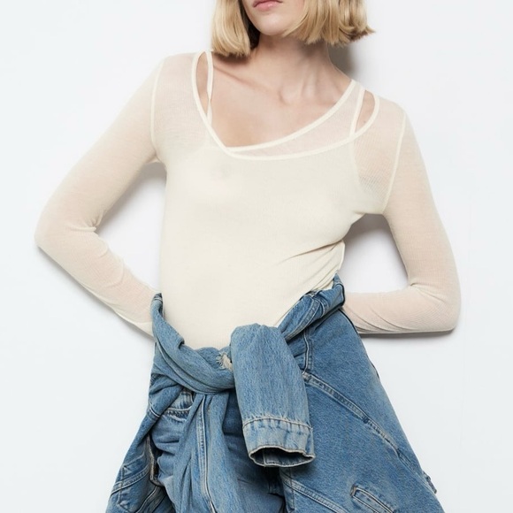 🌱2/$10 | Zara Black Asymmetrical Layered Top - Picture 4 of 7